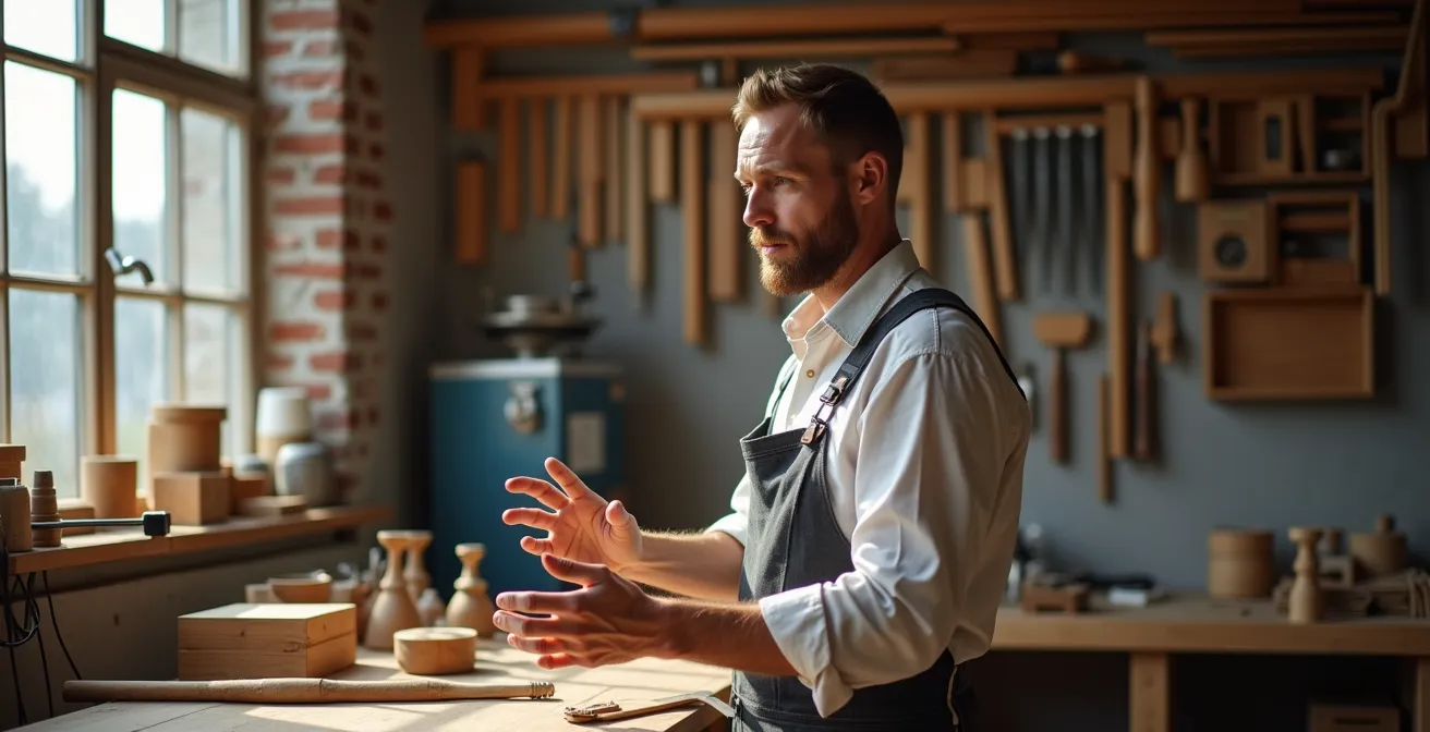 Moderne Handwerkswerkstatt mit digitalen Arbeitsprozessen