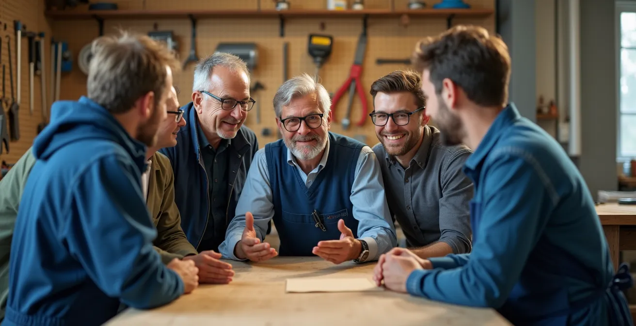 Handwerker-Team in partizipativem Workshop zur Prozessgestaltung