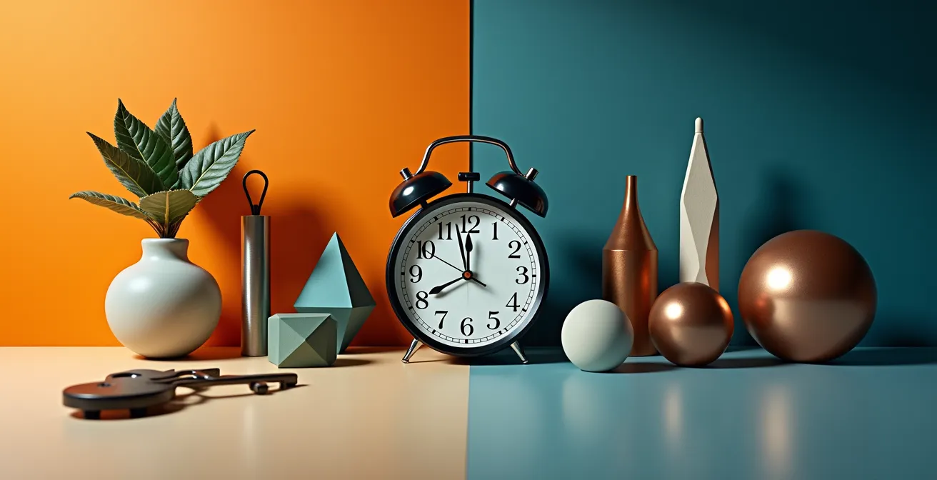 Symbolische Darstellung vernetzter Alltagsgegenstände in einer modernen Stadt