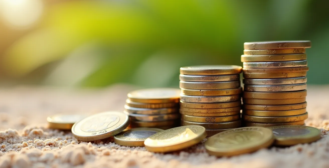 Digitale Spardose Konzept mit automatischem Aufrunden der täglichen Ausgaben in einer Neobank-App