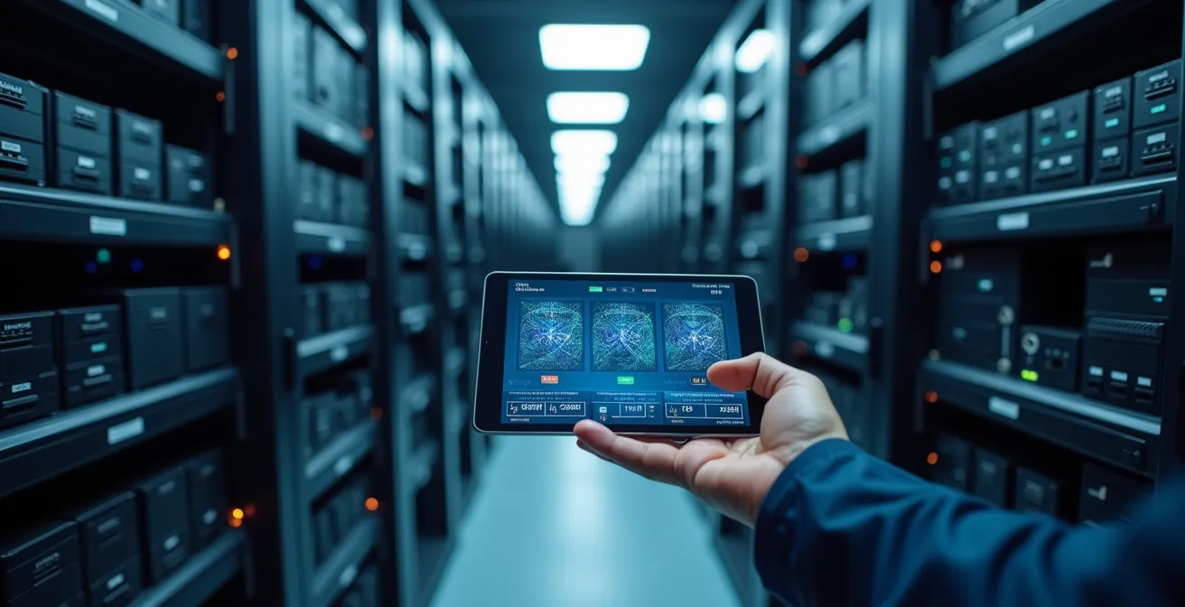 Darstellung eines vierteljährlichen Backup-Integritätstests mit mehreren Speicherebenen