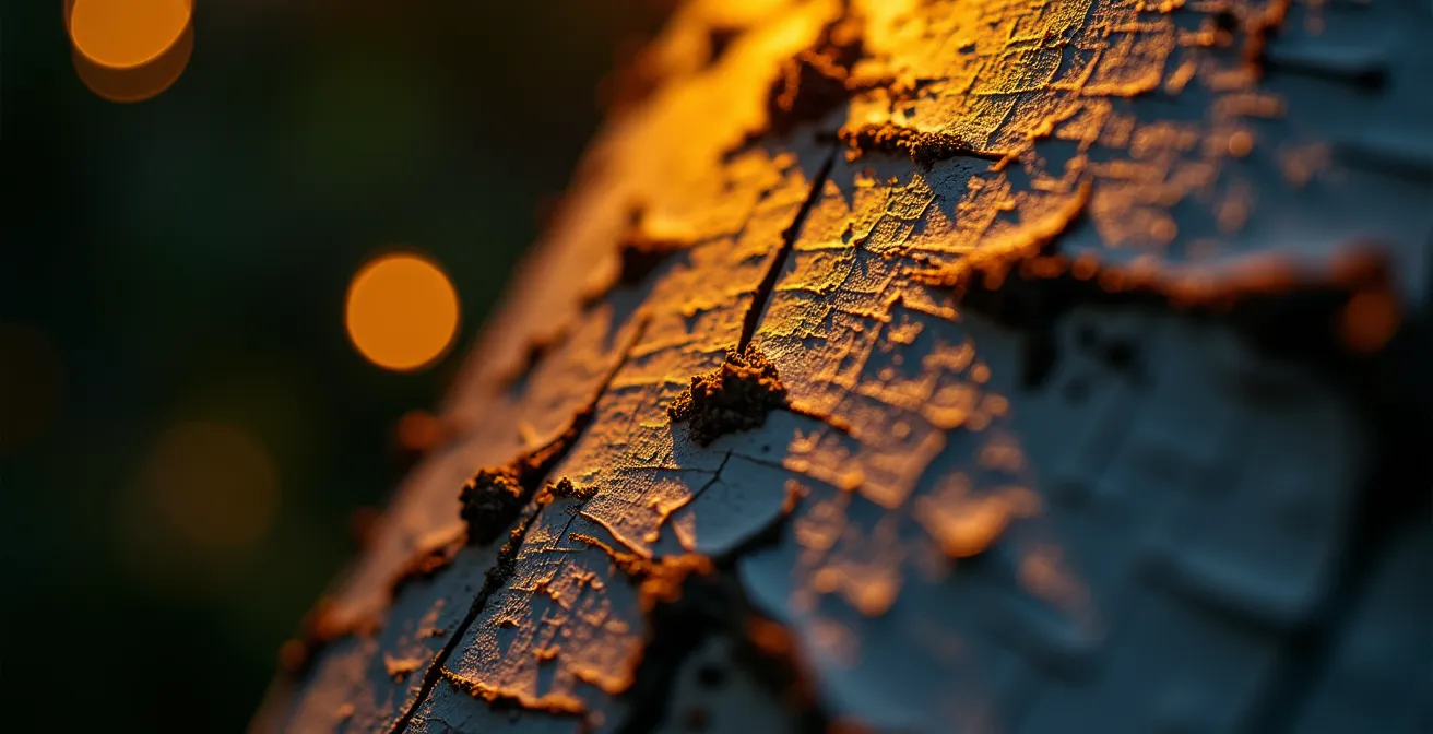 Dramatisch beleuchteter Baum mit Uplighting-Technik im Garten