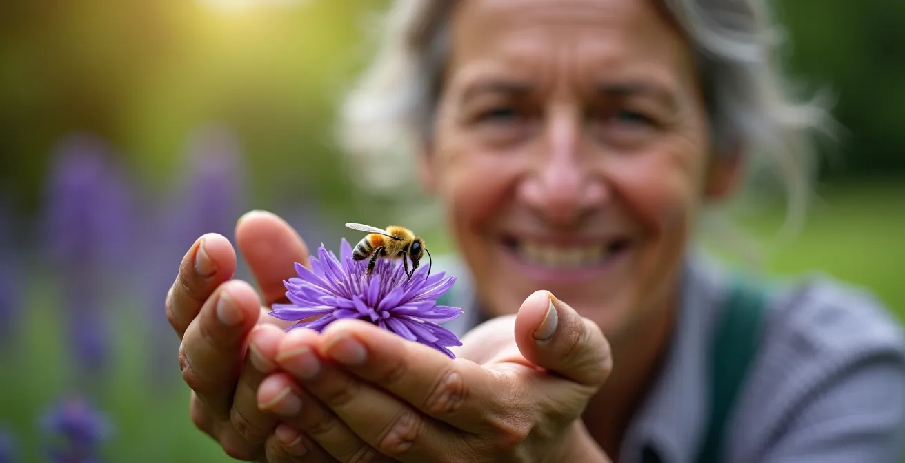 Blühender Insektengarten mit heimischen Pflanzen durch die Jahreszeiten