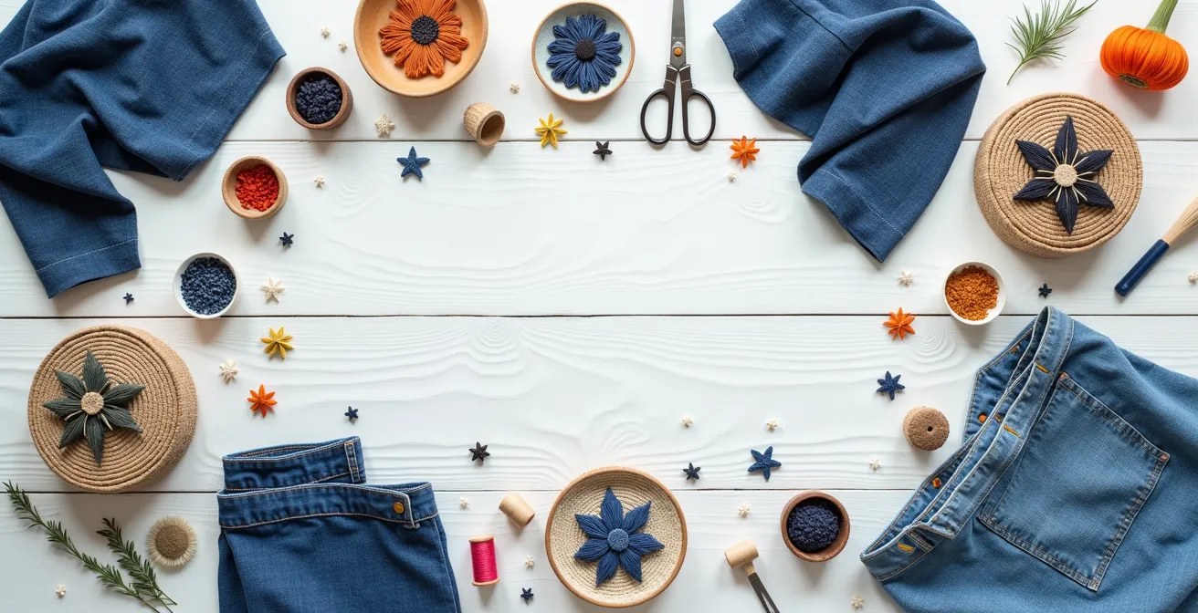 Kreative Upcycling-Techniken für Jeans mit Stickereien und Patches