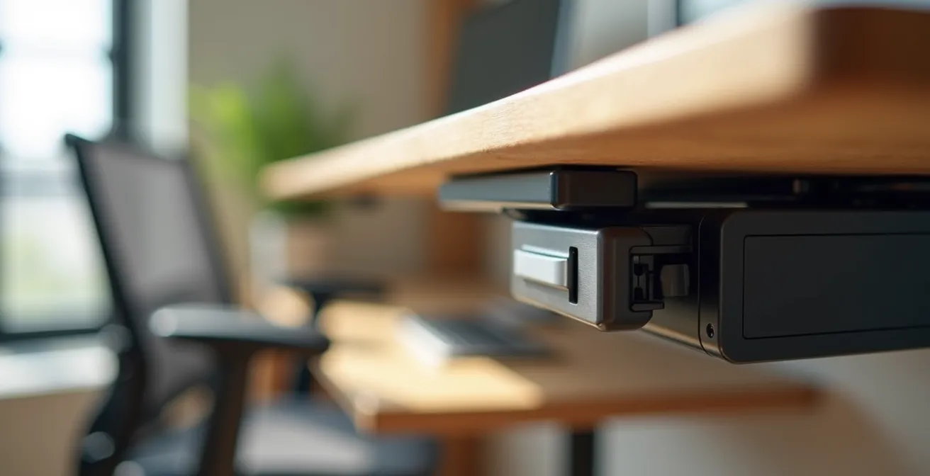 Ergonomisch optimierter Homeoffice-Arbeitsplatz mit höhenverstellbarem Schreibtisch