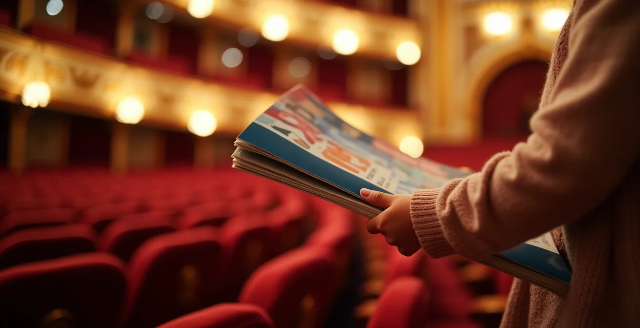 Familie mit Kindern im festlichen Opernfoyer vor der Vorstellung