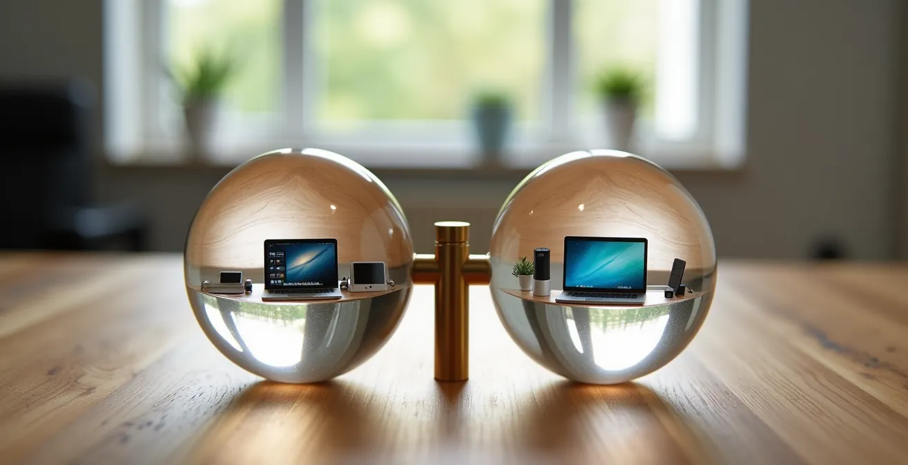 Visualisierung der Netzwerktrennung zwischen Gastnetz und Heimnetz durch isolierte Bereiche