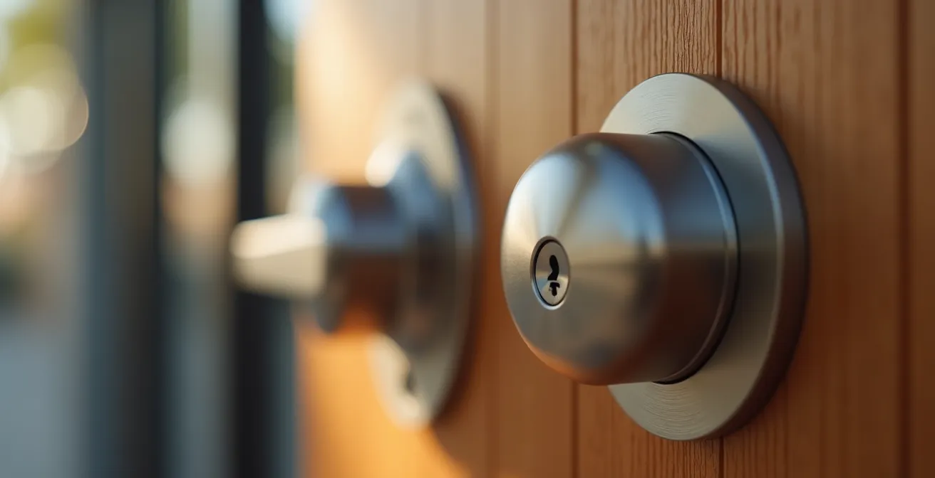 Renovierter Hauseingang mit moderner Haustür und hochwertigem Briefkasten