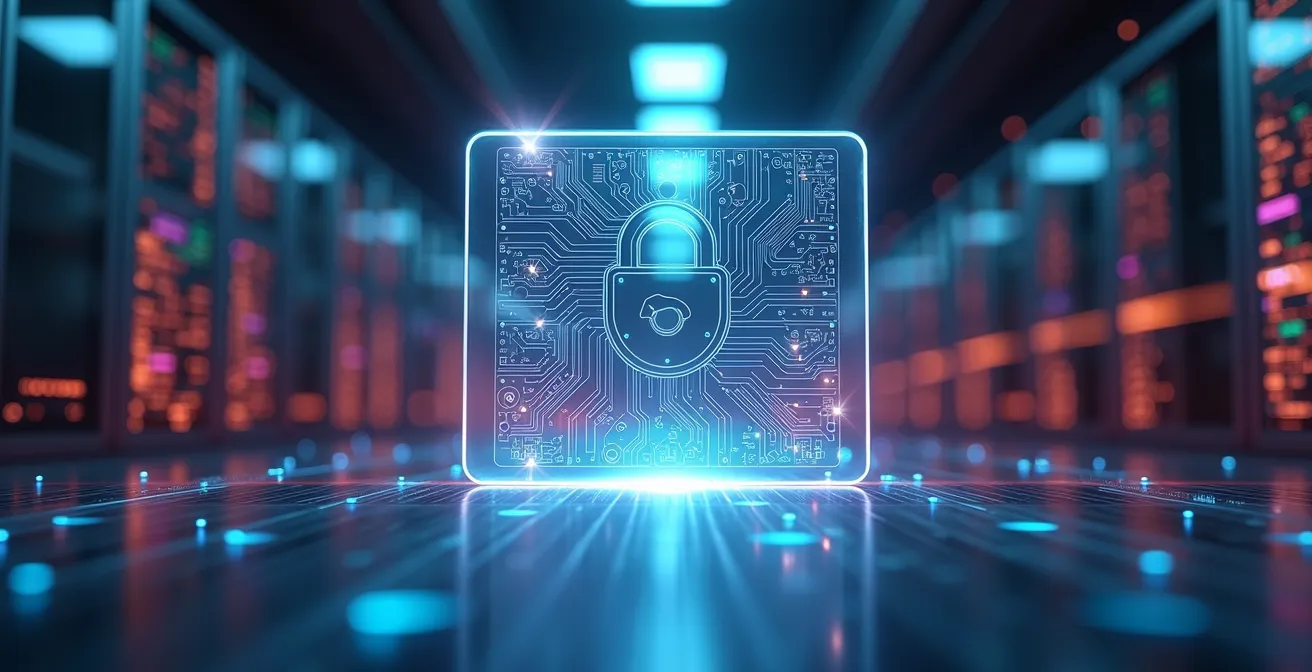 Symbolische Darstellung von Cybersicherheit in der deutschen Industrie mit Netzwerk-Visualisierung