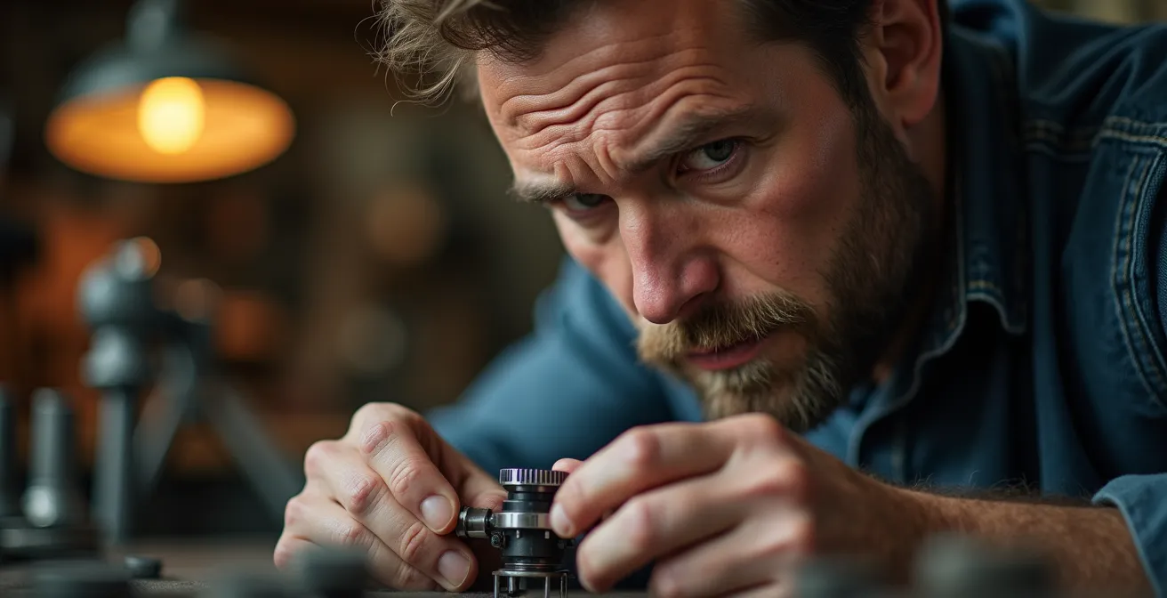 Deutscher Ingenieur fokussiert auf präzise technische Arbeit