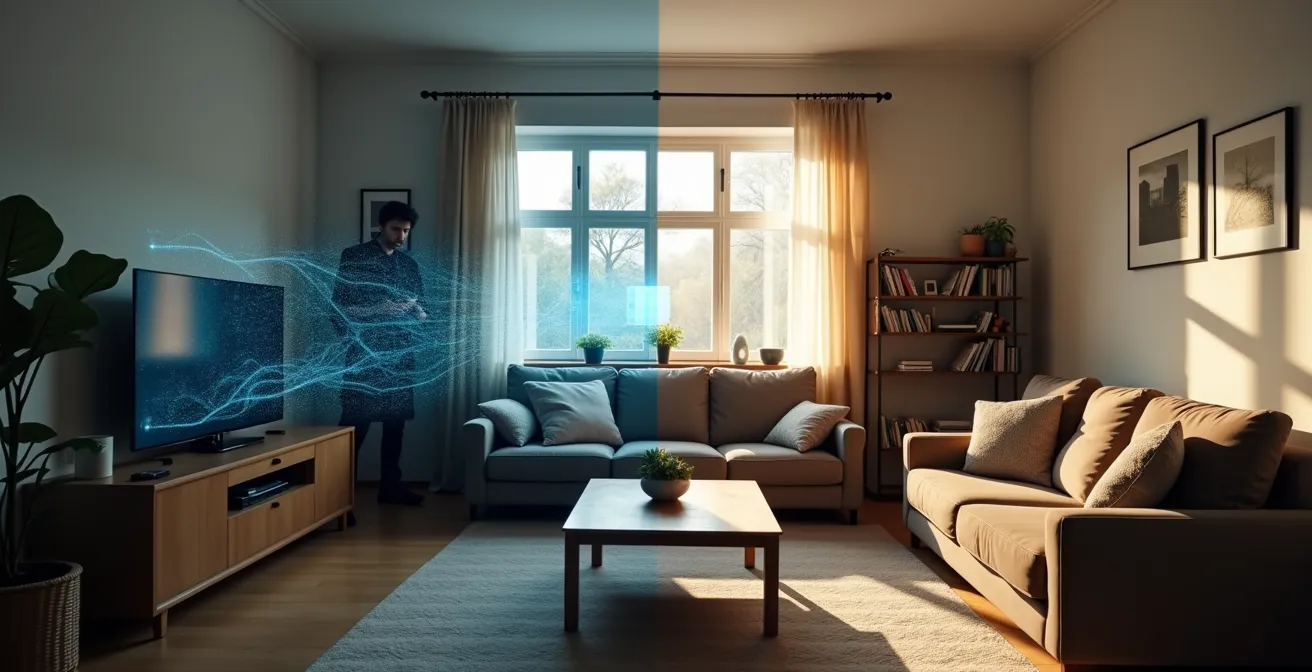 Symbolische Darstellung von KI-Integration im deutschen Alltag, die eine Brücke zwischen traditionellem und modernem Leben schlägt.