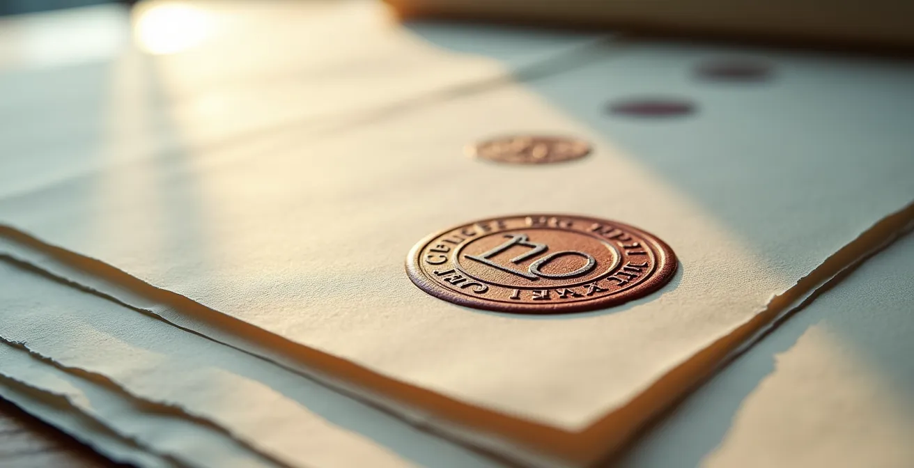 Extreme Nahaufnahme von Vertragspapier mit sichtbarer Papierstruktur, die die Komplexität rechtlicher Dokumente symbolisiert