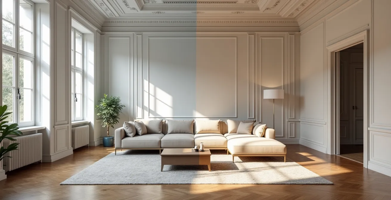 Optimale Möbelplatzierung in deutschem Altbau mit hohen Decken und modernem Neubau