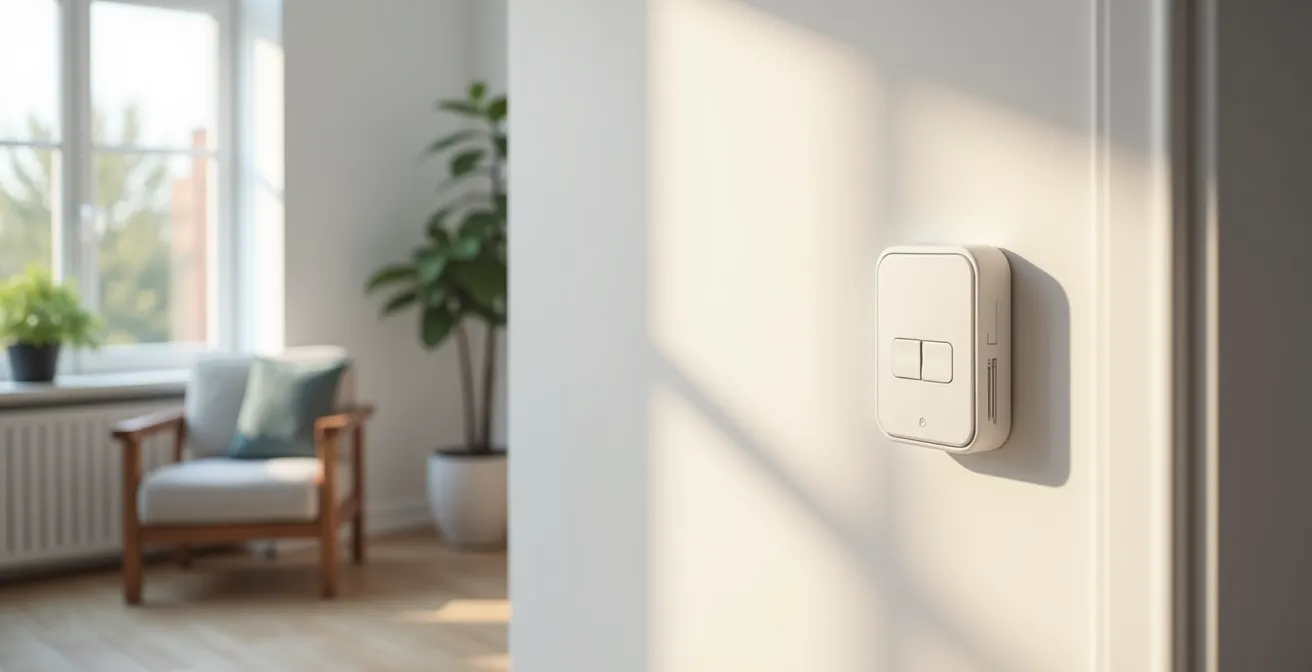 Minimalistisches Wohnzimmer mit subtilen Smart-Home-Elementen
