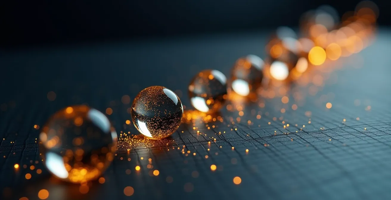 Makroaufnahme von Datenpunkten, die sich zu einer Trendlinie formen