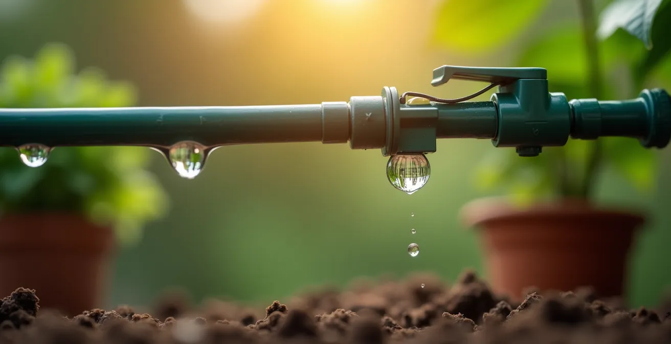 Installation eines Tropfbewässerungssystems im deutschen Garten