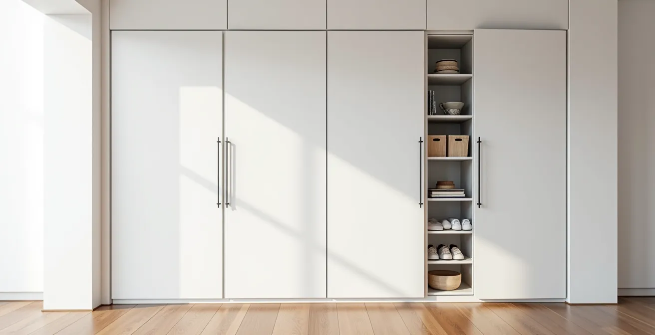 Maßgefertigter Einbauschrank verschmilzt nahtlos mit der Wand